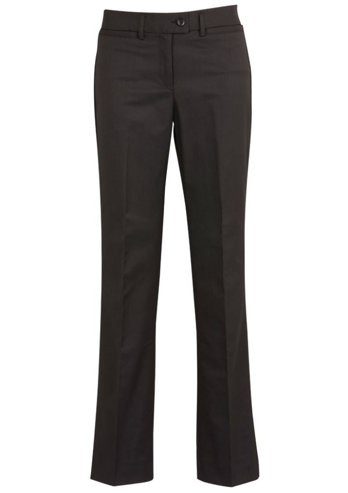 Ladies relaxed fit charcoal pants from the Biz Collection, featuring a mid-rise design, soft fabric, and convenient front pockets.