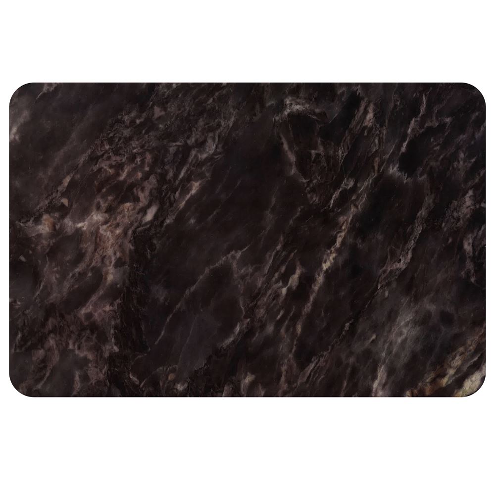 Set of 4 dark marble plastic placemats, heat resistant, easy to clean, measuring 435 x 285mm.