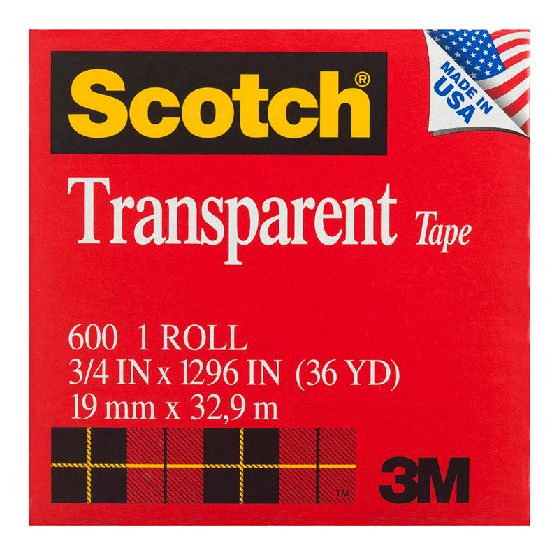 3M Scotch Transparent Tape 600 19mm x 3 boxed refill roll
