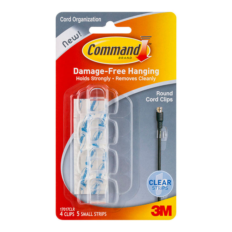 3M Command Clips Round Cord 17017CLR Clear Pk/4