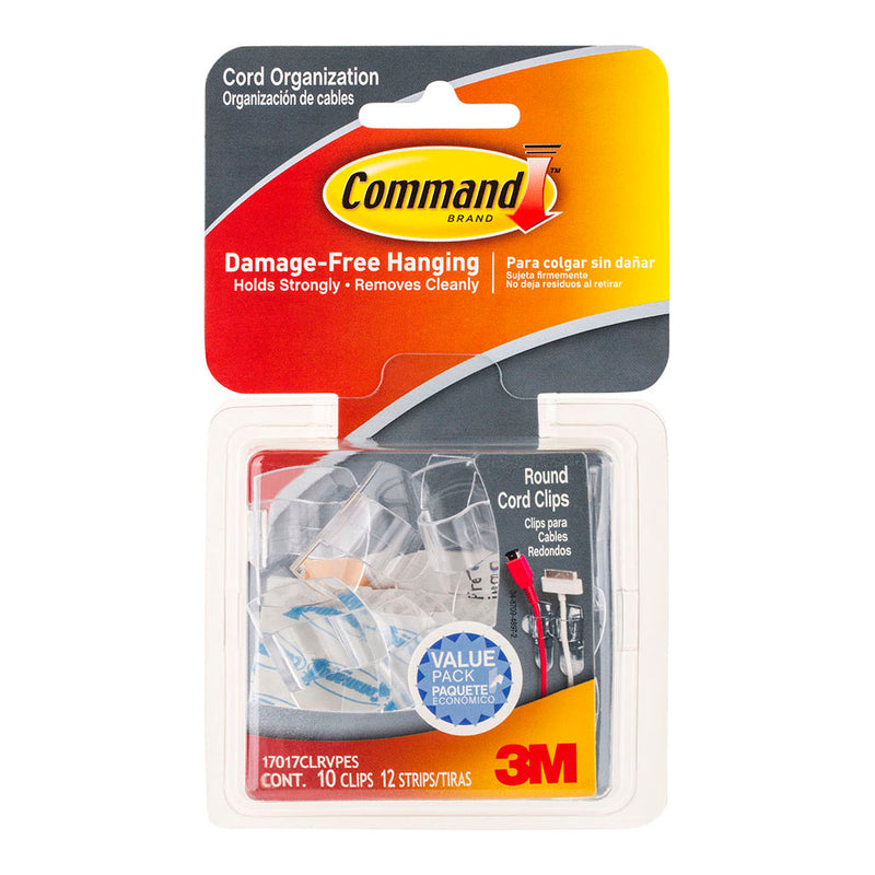 3M Command Clips Round Cord 17017CLR-VP Clear Value Pk/10
