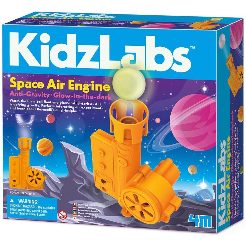 XL Space Air Engine Kidz by 4M features a glowing foam ball that floats, ideal for kids to explore air pressure and aerodynamics.