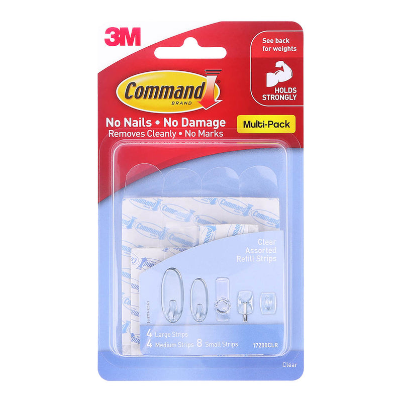 Command Strips Refill 17200CLR Assorted Clear Pk/16