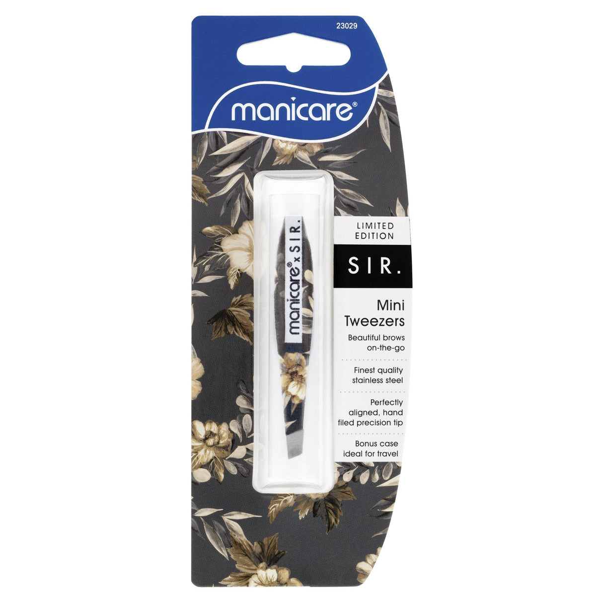 Manicare Mini Tweezer in assorted colours, featuring ultra-fine tips for precise grooming and a convenient storage tube.