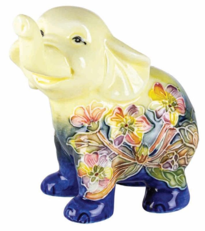 Colorful PANSY ELEPHANT ornament, 10CM tall, featuring vibrant floral patterns for charming home decor.