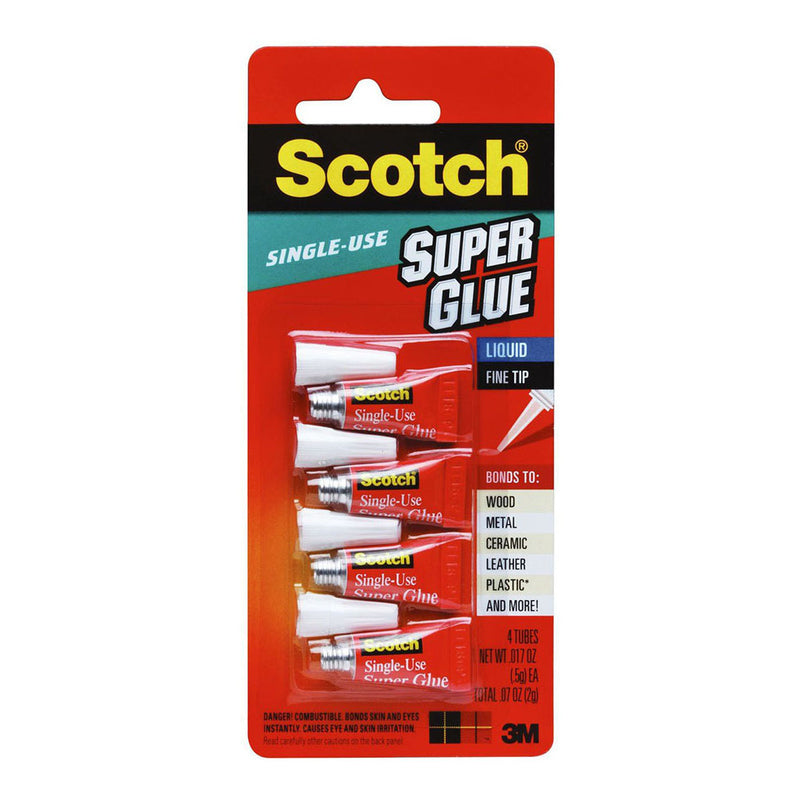 3M Scotch Adhesive AD114 Super Glue One Drop 0.5g per tube Pkt/4 Tubes