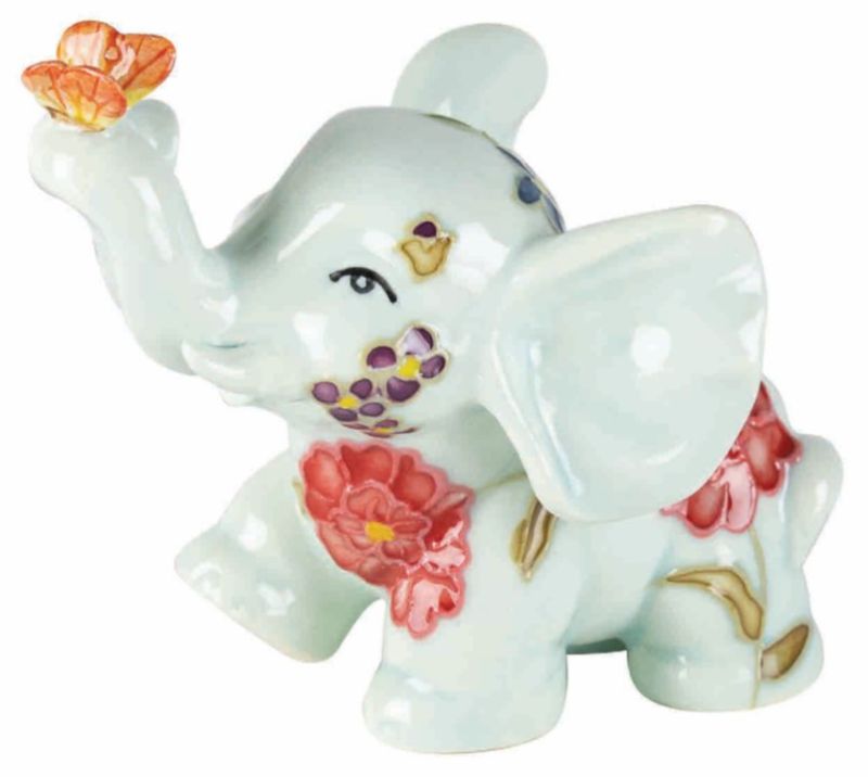 Mint Bird Elephant ornament, 10cm tall, features elegant mint finish, whimsical design, perfect for home decor or gifts.