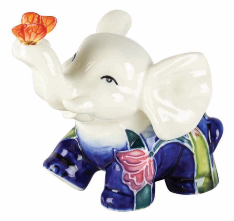 Colorful 10cm elephant ornament featuring iridescent details and playful bird motifs, perfect for home decor and gifting.