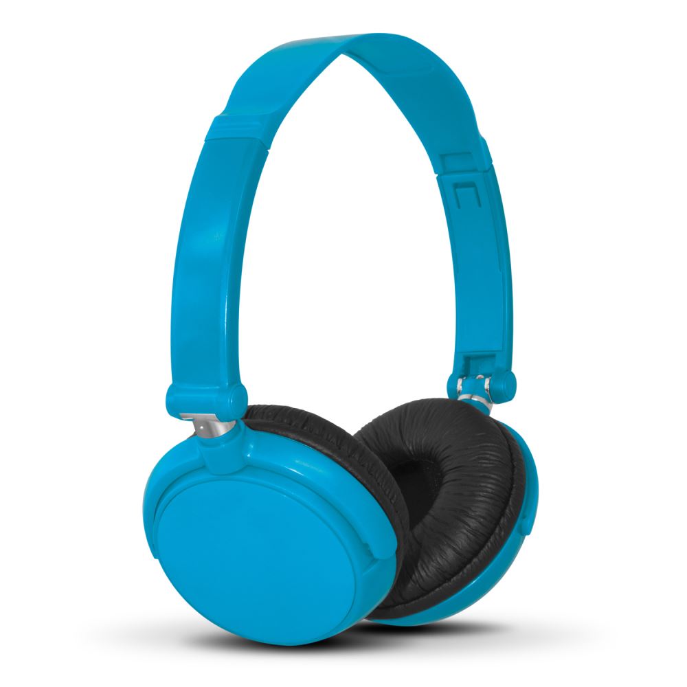 Light Blue Pulsar Brand Headphones with adjustable headband and padded ear pieces for premium sound and comfort.