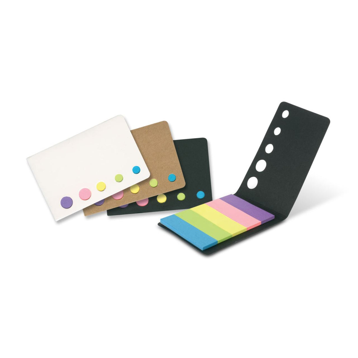 Colorful sticky flags book with 50 units, ideal for organizing notes and marking pages in books or documents.