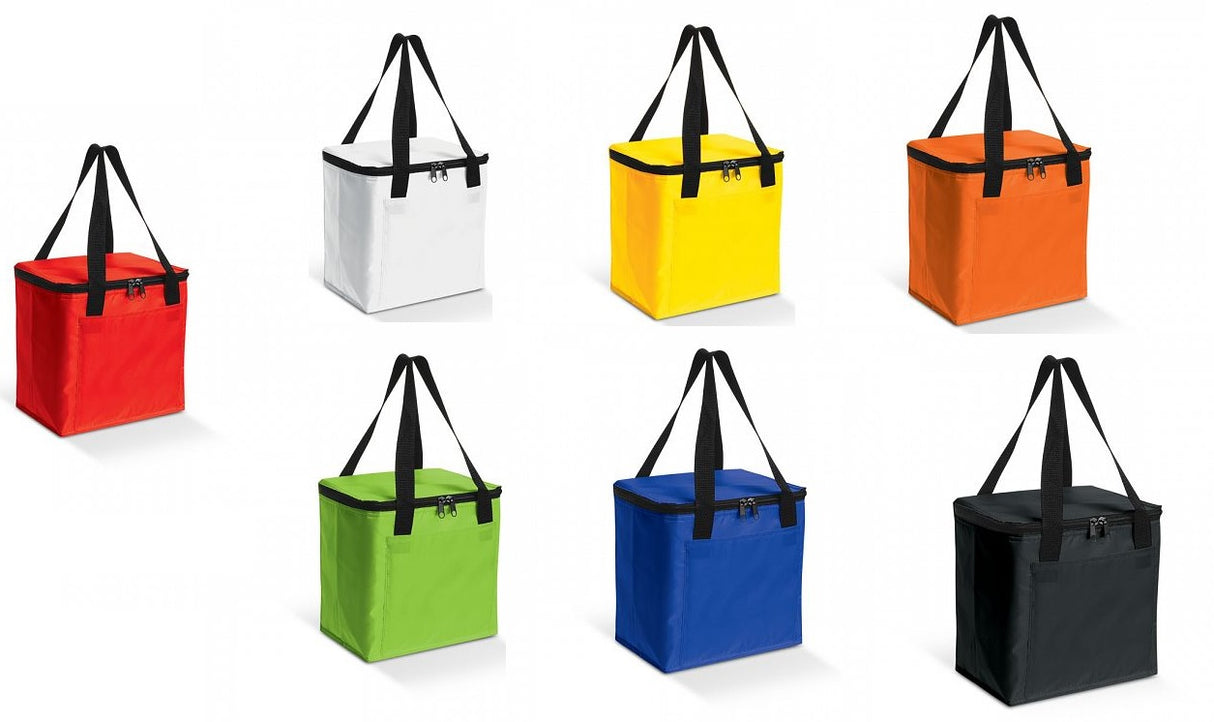 Bulk pack of 10 medium cooler bags with double handles, durable polyester, and insulation to keep items cold for hours.