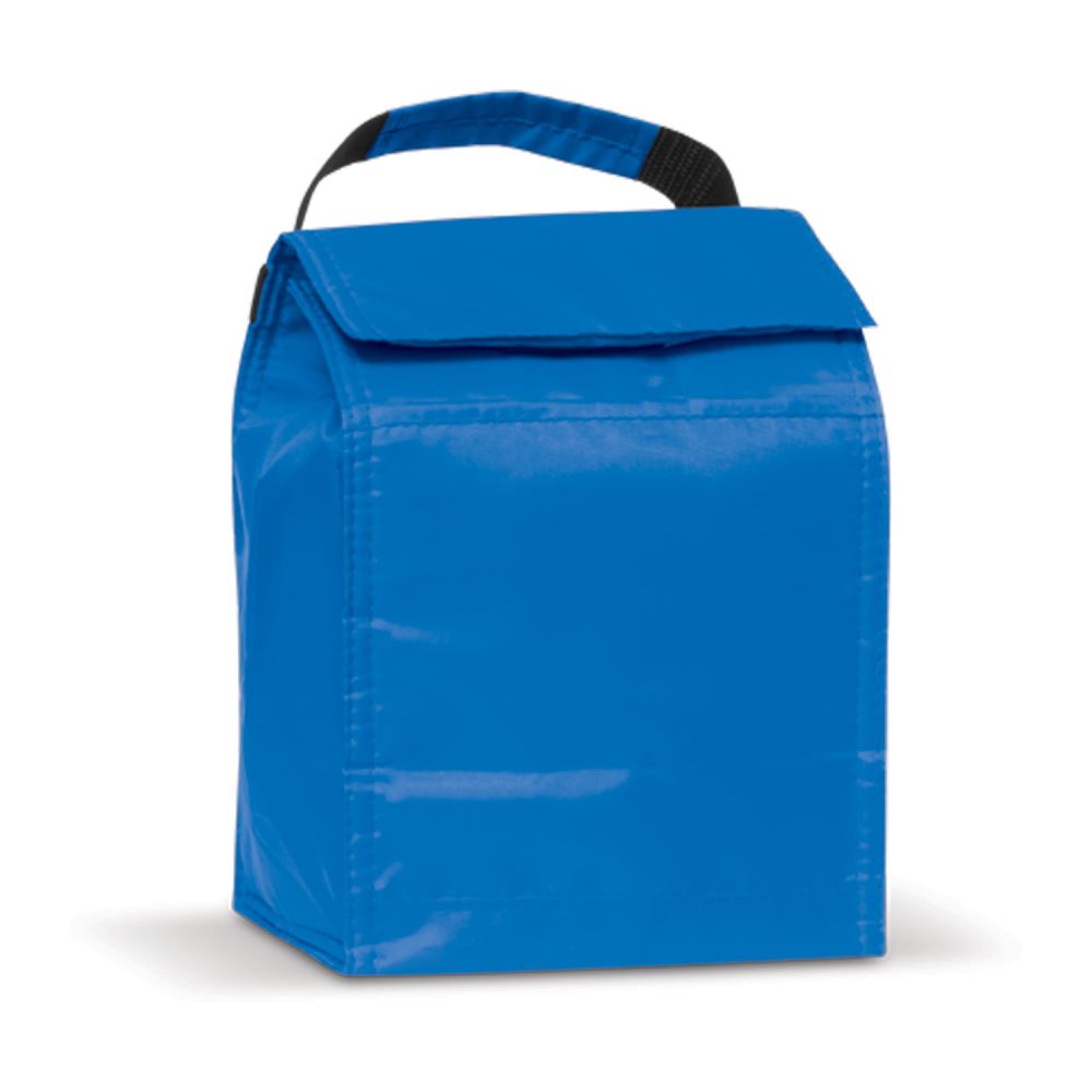 Three blue Solo Lunch Cooler Bags, compact and insulated, perfect for keeping meals fresh on the go, with extra pocket for utensils.