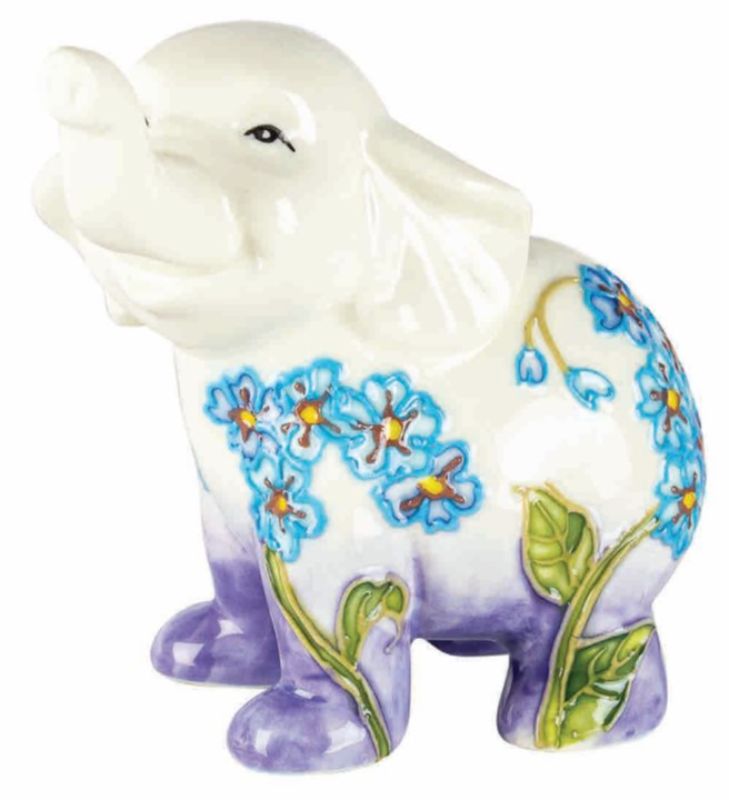Intricately designed 10CM blue elephant ornament with floral motifs, ideal for home decor and a symbol of good fortune.
