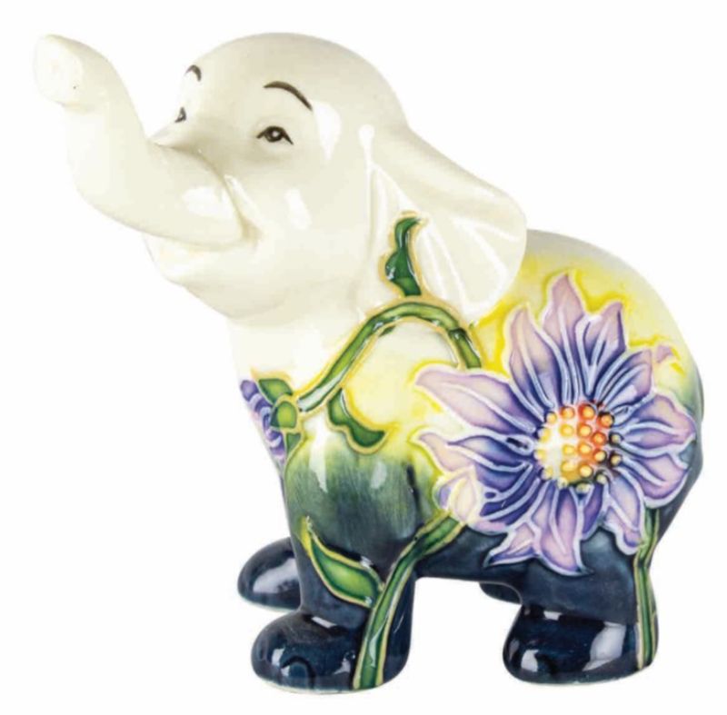 Cute 10cm purple elephant ornament adorned with intricate floral designs, perfect for adding charm to any space.