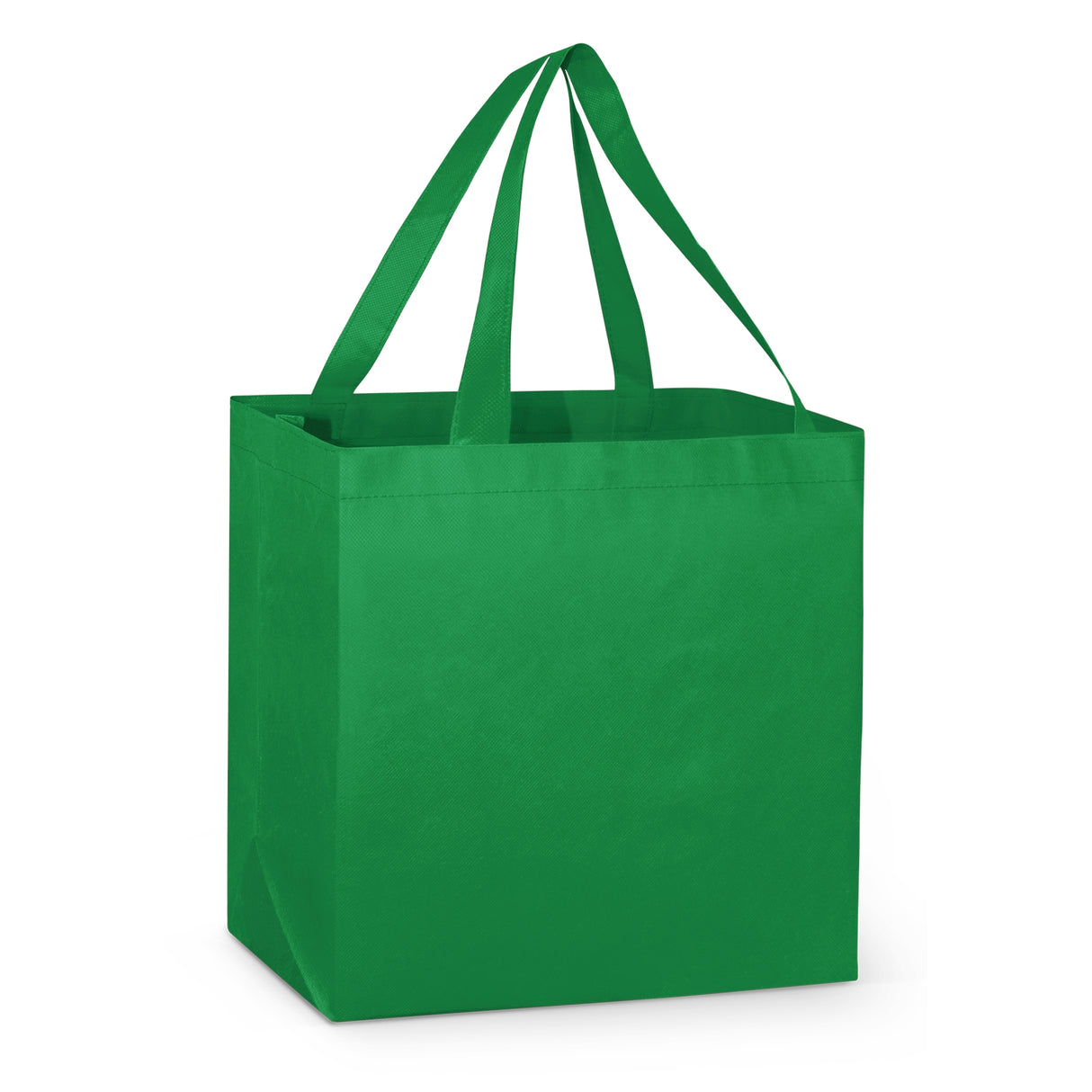 Vibrant Kelly Green reusable shopping bags in a 5 pack, eco-friendly, sturdy design for carrying groceries and bulky items.