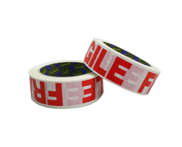 High-quality Sellotape Fragile Tape roll, 36mm x 66m, with bold 'Fragile' printing for safe packaging and easy application.