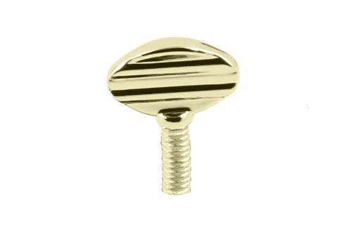 Brass plated steel thumbscrew for telescopic stays, durable, elegant, 25mm x 6mm x 26mm, with a 6mm thread.