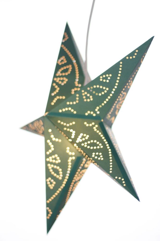 Handmade green star lantern lamp shade, 55 cm diameter, perfect for stylish home decor and elegant party lighting.