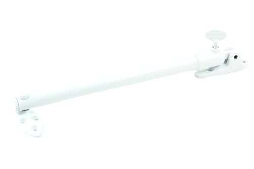 White powder-coated telescopic stay for side hung windows, adjustable up to 370mm, made from durable brass and zinc.