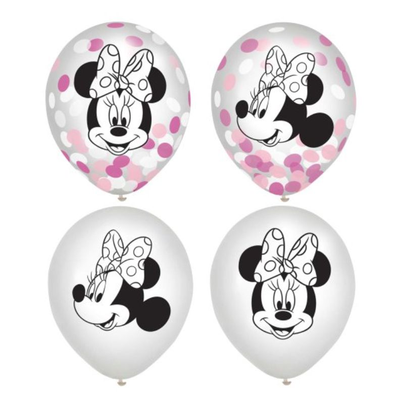 Minnie Mouse Forever 30cm Latex Balloons & Confetti - Pack of 6