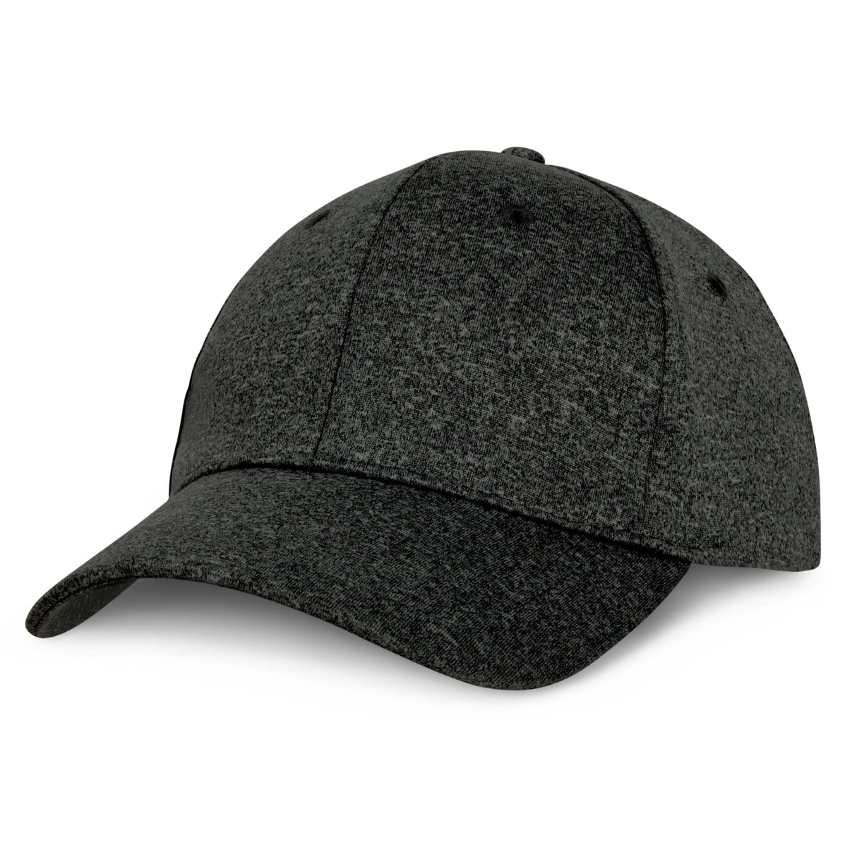 Creston Charcoal Cap: stylish six-panel cap with a soft fit, adjustable Velcro, and two-tone design, perfect for branding.