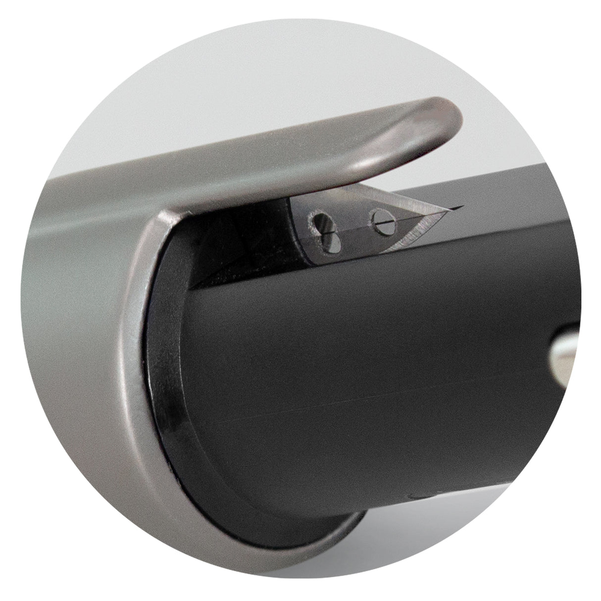 3-in-1 Safety Charger by Swiss Peak: sleek black design with dual USB ports, seat belt cutter, and emergency window hammer.