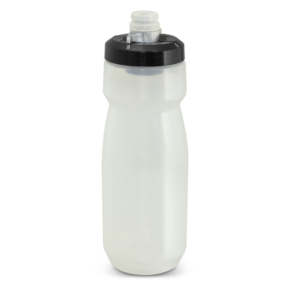 Clear 700ml bike bottle designed for hydration during cycling, featuring a high-flow valve and leak-proof lid.