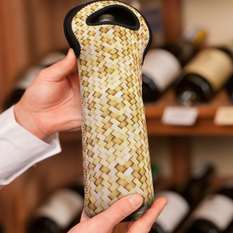 Stylish Reef Natural wine cooler bag set of 6, made from insulated neoprene with durable handles for transporting wine.
