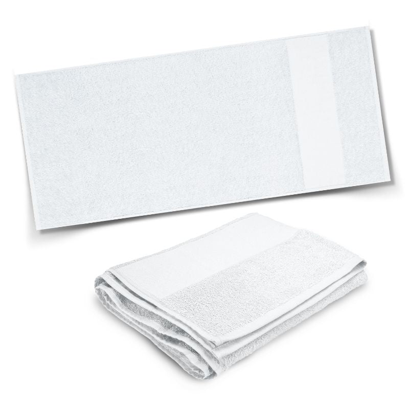 Set of 6 luxurious Marina Terry White towels, 120cm x 60cm, soft cotton terry, quick-drying, ideal for home or travel.
