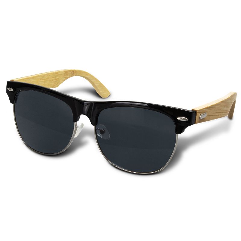 Eco-friendly Maverick Bamboo/Black sunglasses with UV 400 lenses, stylish bamboo arms, and durable ABS frame for outdoor adventures.