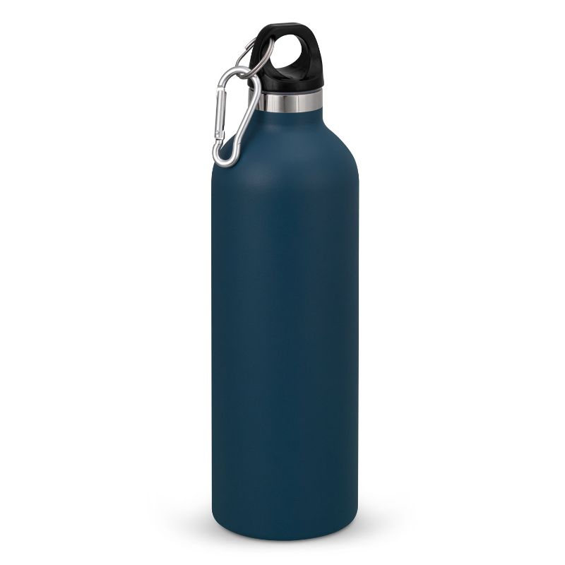 Set of 3 navy stainless steel vacuum bottles, 600ml, double wall, keeps drinks cold for 24 hrs or hot for 12 hrs.