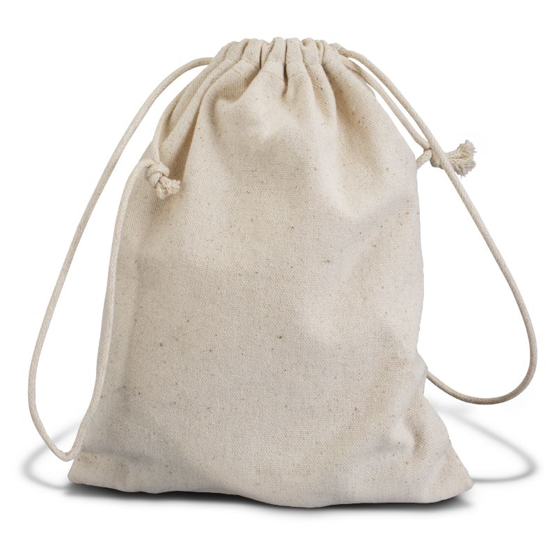 Bamboo travel set with hairbrush, nail brush, and exfoliator, packaged in a cotton gift bag for eco-conscious travelers.