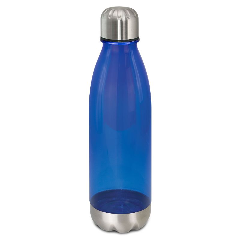 Set of 6 dark blue translucent bottles, 700ml, BPA-free, stainless steel lid, stylish design for hydration on-the-go.