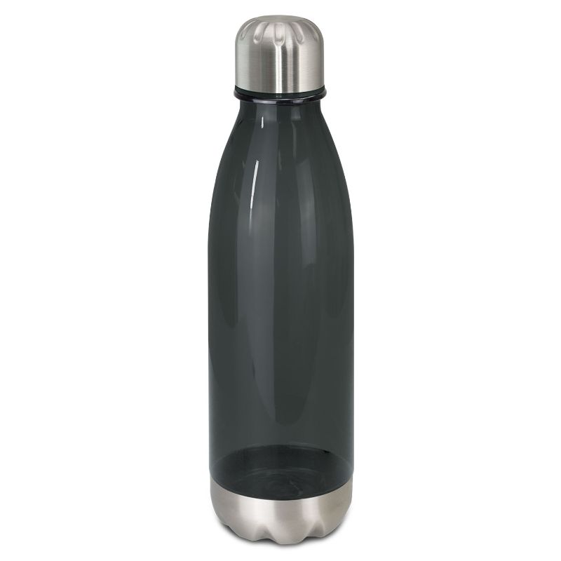 Sleek set of 6 black translucent 700ml bottles with stainless steel lids, perfect for stylish hydration on the go.