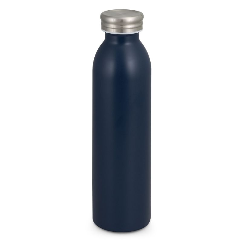 Set of 3 Vanguard Matt Navy vacuum insulated bottles, 600ml, stainless steel, sleek design, BPA-free, secure screw-on lid.