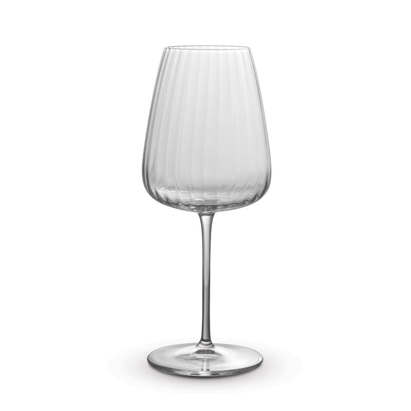 Clear lead-free crystal Chardonnay glasses, elegantly designed to enhance wine aromas, set of four, made in Italy.
