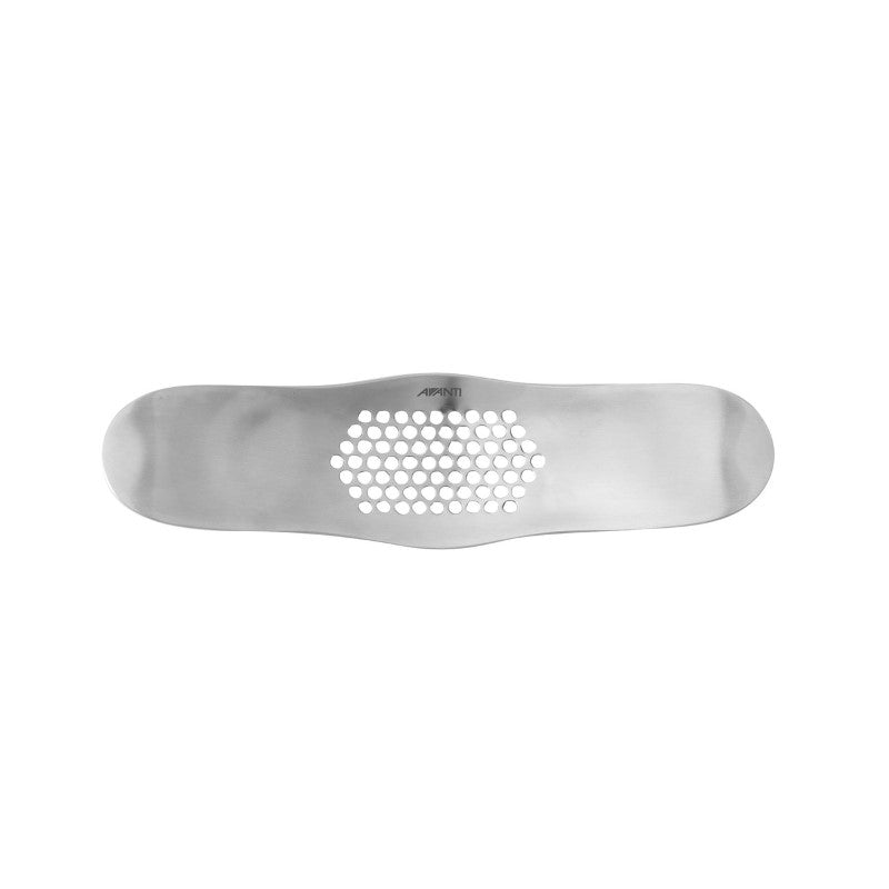 Ergonomic Avanti Rocking Garlic Press in stainless steel, designed for efficient crushing and mincing of garlic and other ingredients.