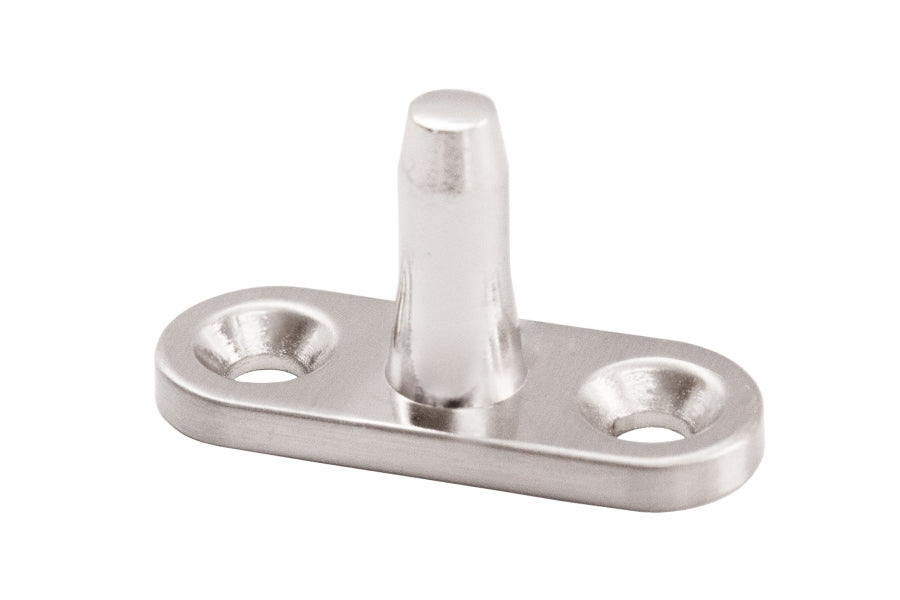 Satin chrome plated pegs for fanlight stay, durable zinc construction, 33mm long, perfect for window hardware upgrades.
