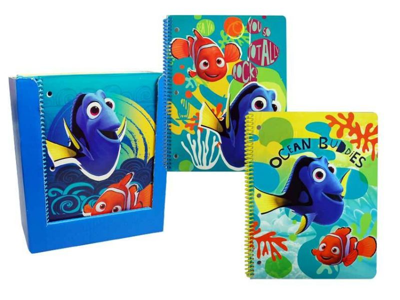 Subject notebooks featuring Finding Dory characters, 100 lined pages each, great for school and creative writing.