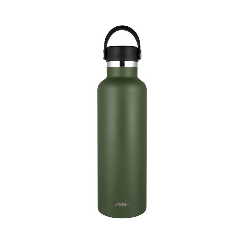 Avanti HydroPlus 750ml insulated bottle in khaki; BPA-free, keeps drinks cold for 24 hours, leakproof design.