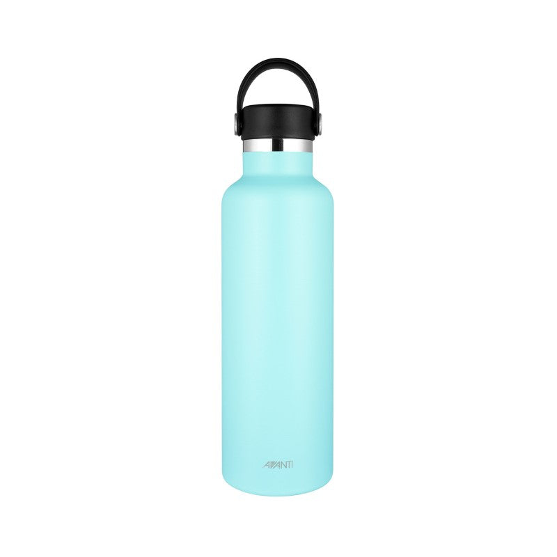 Avanti HydroPlus 750ml insulated bottle in blue, perfect for keeping drinks cold/hot; features a leakproof lid and carry handle.