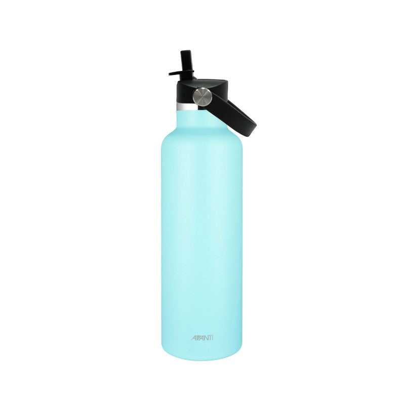 Avanti HydroPlus 750ml blue sipper bottle with double-wall insulation, leakproof lid, and stylish powder-coated design.