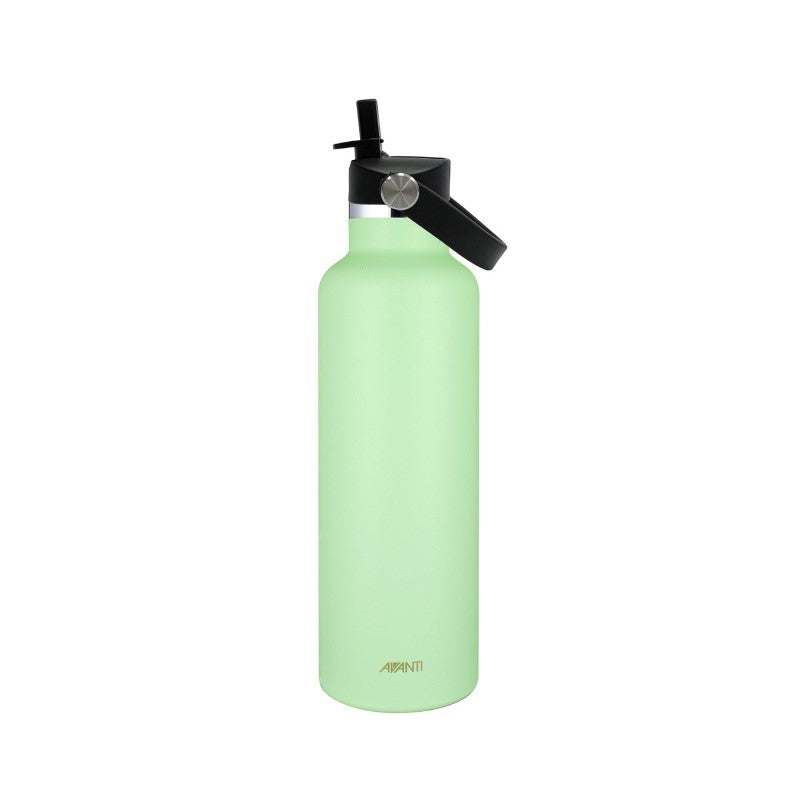 Mint-colored Avanti HydroPlus 750ml insulated sipper bottle with leakproof lid, designed for all-day hydration and active lifestyles.