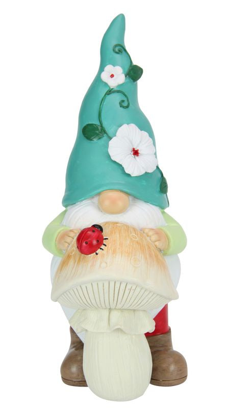 Whimsical set of 2 garden gnome ornaments, 22.5cm tall, perfect for adding charm to outdoor spaces.