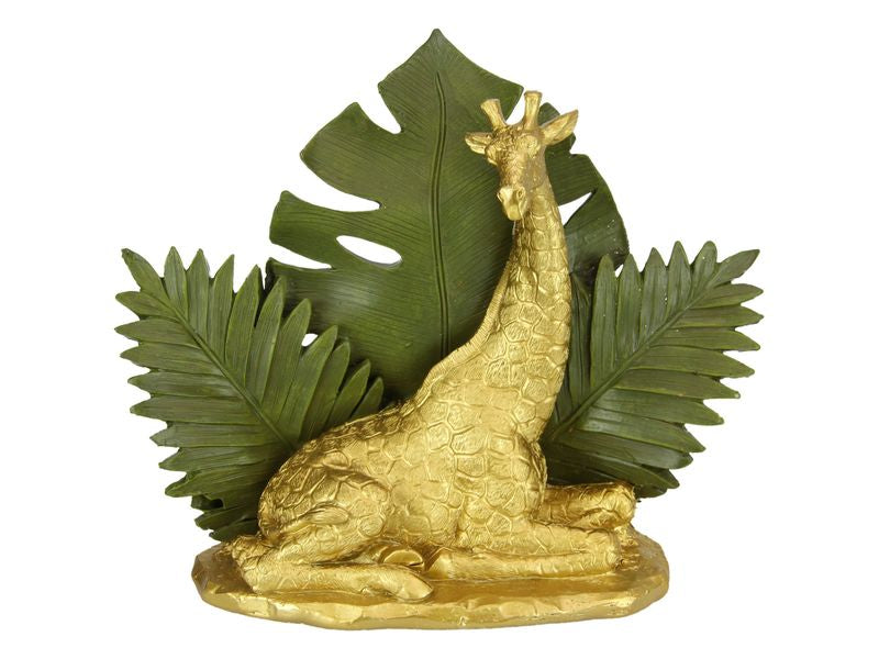 Gold 24cm giraffe ornament, combining elegance and playful wildlife charm for sophisticated home decor.