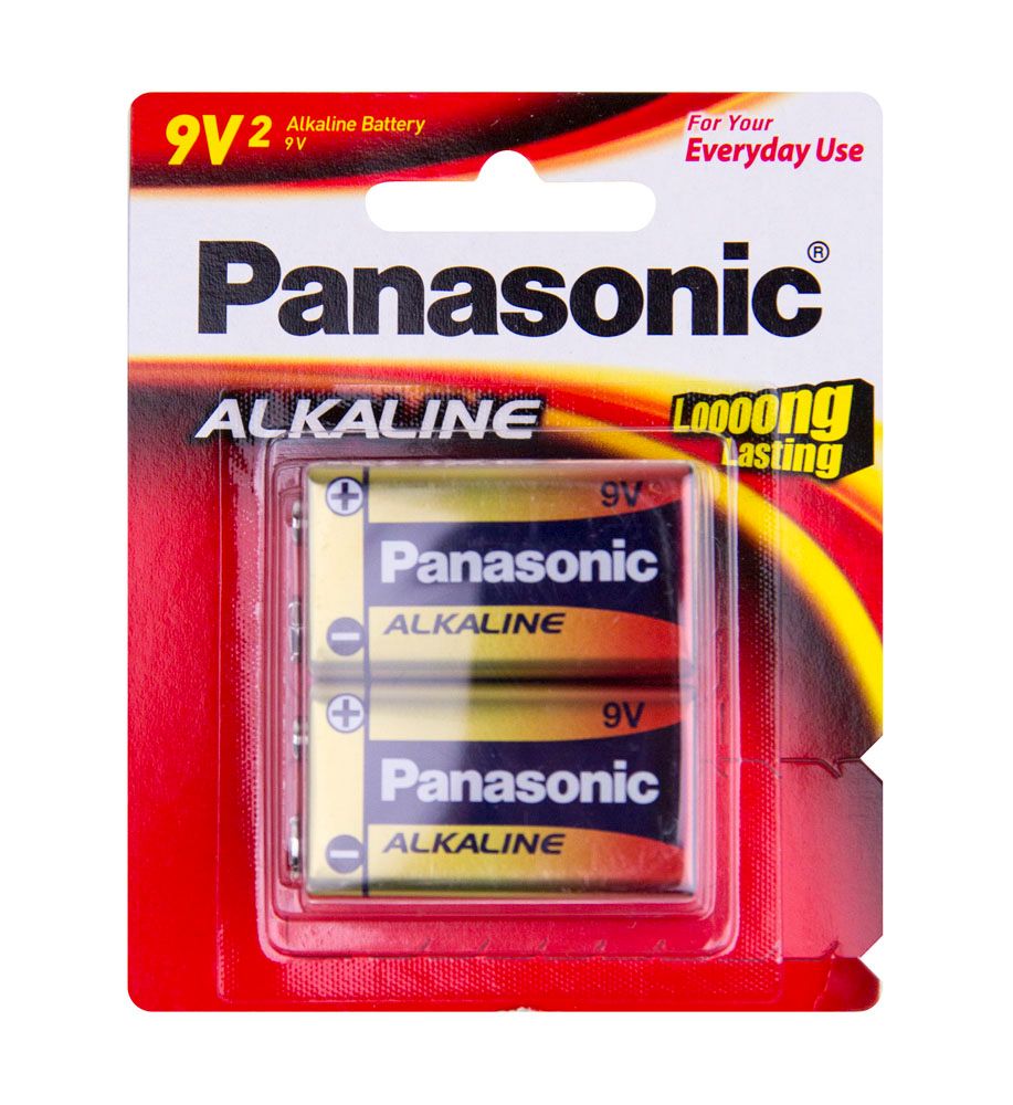 Panasonic 9V 2 Alkaline Battery Pack: reliable power source with anti-leak protection and long-lasting energy for devices.