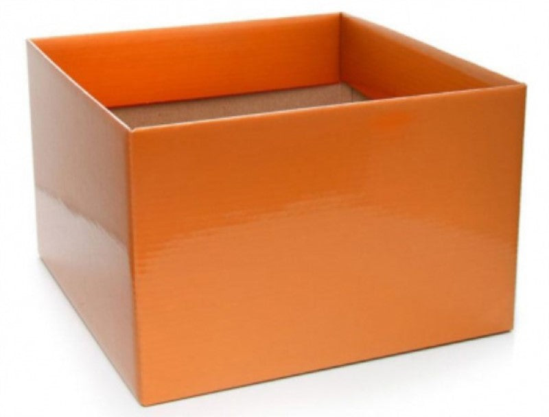 Vibrant orange posy boxes for floral arrangements, pack of 10, 22x14cmH, sturdy and stylish for any occasion.