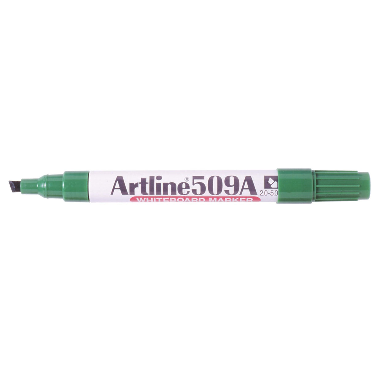 Artline 509a Green Whiteboard Markers with 5mm chisel nib, 12 units, low odour ink, bold colors for classrooms and offices.