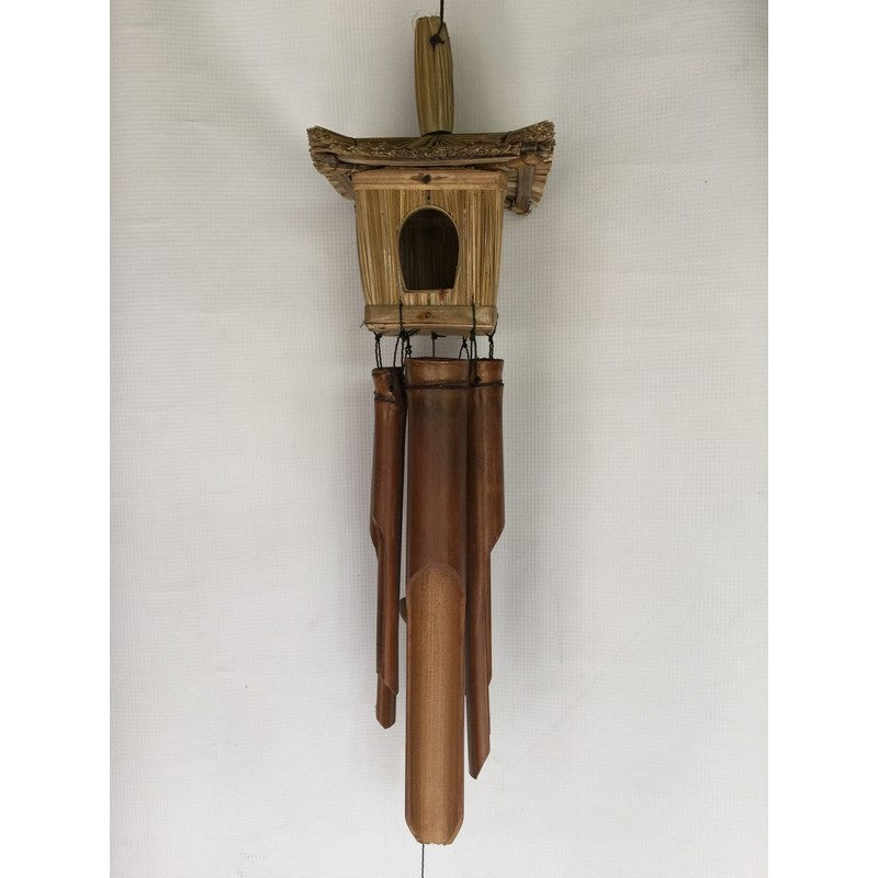Decorative birdhouse wind chimes, 13x13x50cm, adding elegance and soothing sounds to your outdoor space.