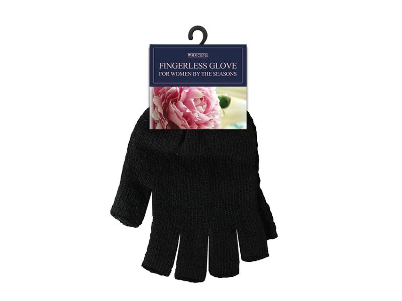 Stylish black fingerless gloves for women, combining elegance and function, ideal for any occasion, 24 pairs included.